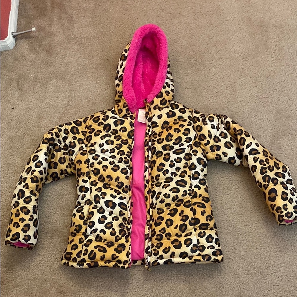Faded Glory Brown and Pink Raincoat with Bold Design